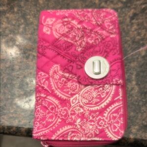 Pink Paisley Quilted Phone Wallet Case
